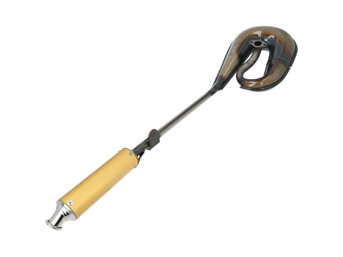 Auspuff Puch Maxi / E50 25mm Tecno Circuit mit Aluminium Dämpfer Gold "special edition"