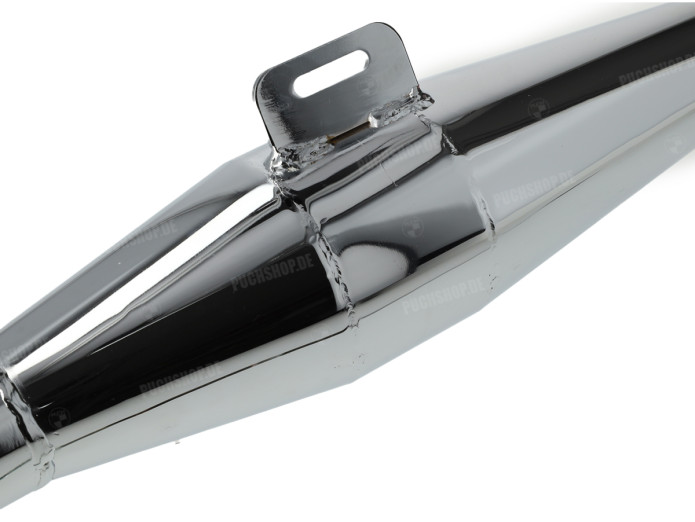 Uitlaat Puch Maxi / E50 28mm Homoet P8 chroom Exclusive 74cc schuine uitlaatpoort