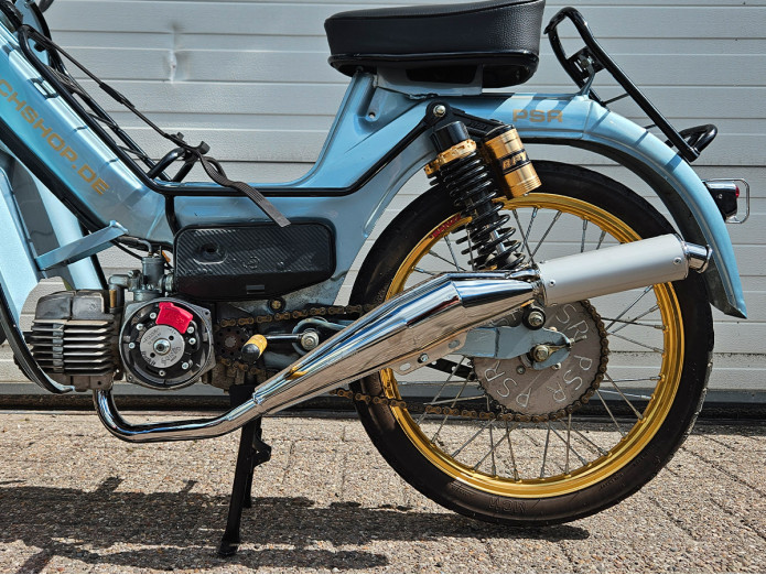 Uitlaat Puch Maxi / E50 28mm Bullet hoog model chroom 