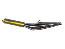 Exhaust silencer 28mm Biturbo Gold chrome universal 