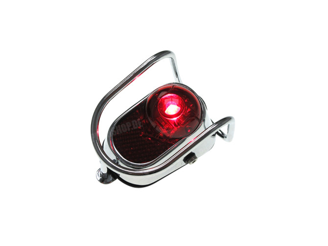 Taillight classic LED chrome battery powered (2x AAA) main