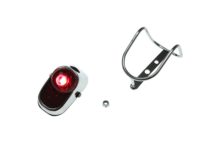 Taillight classic LED chrome battery powered (2x AAA) product