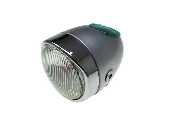Scheinwerfer Eierlampe 102mm Komplett Silbergrau Nachbau (seitliche Befestigung) product