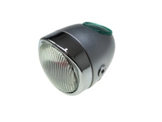 Headlight egg-model 102mm Puch Maxi S / N side mount silver grey 