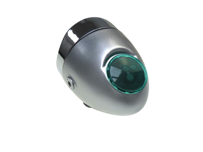 Headlight egg-model 102mm complete silver grey replica (side mounting) product