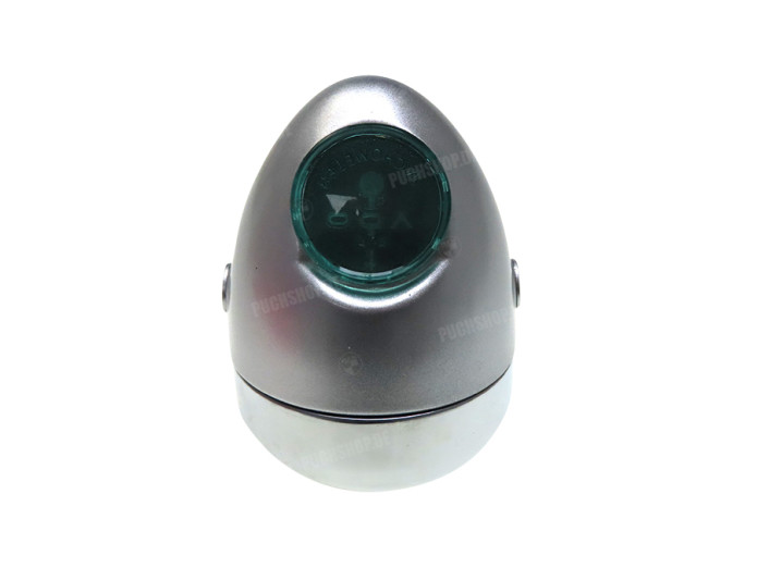 Headlight egg-model 102mm complete silver grey replica