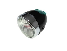 Scheinwerfer Eierlampe 102mm Puch Maxi S / N seitliche Befestigung Schwarz / Chrom