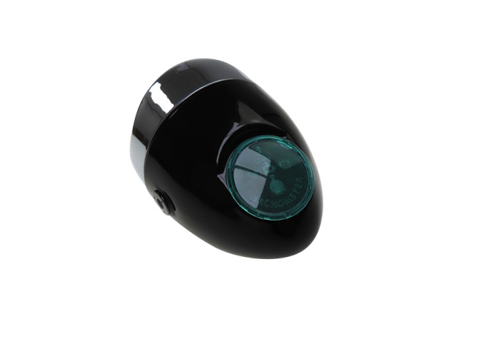 Scheinwerfer Eierlampe 102mm Komplett Schwarz Nachbau (seitliche Befestigung) product