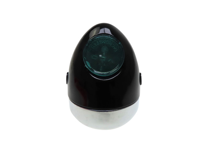 Scheinwerfer Eierlampe 102mm Komplett Schwarz Nachbau (seitliche Befestigung) product