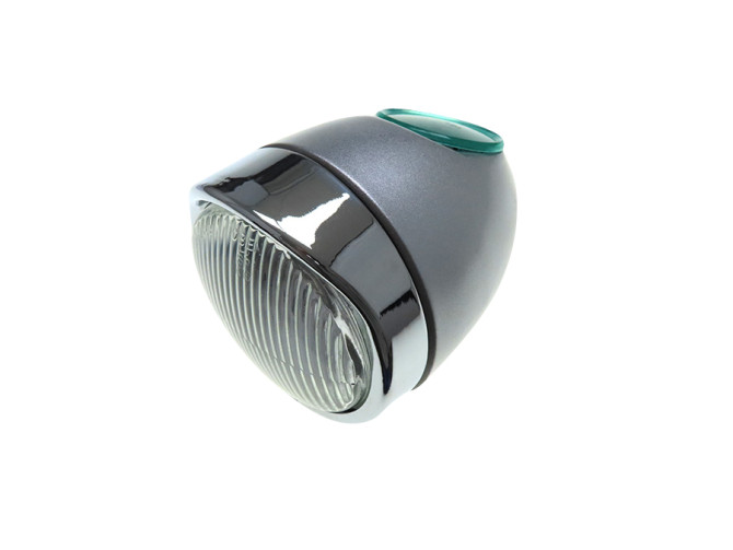 Scheinwerfer Eierlampe 102mm Komplett Silbergrau Nachbau (mittige Befestigung) product