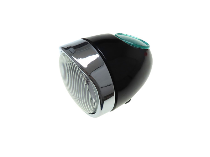 Scheinwerfer Eierlampe 102mm Komplett Schwarz Nachbau (mittige Befestigung) product