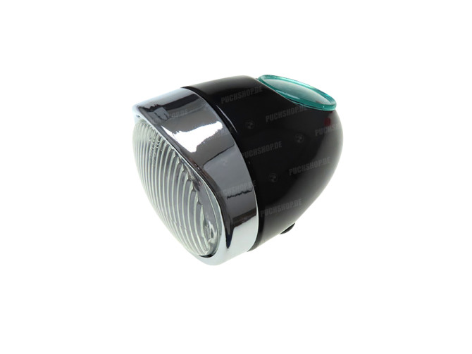 Scheinwerfer Eierlampe 102mm Komplett Schwarz Nachbau (mittige Befestigung) main