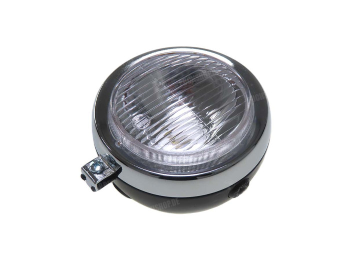 Koplamp rond 130mm Maxi zwart met chroom GUIA met rooster