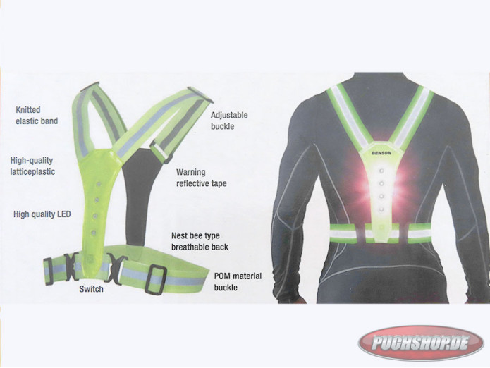 Safety vest with LED front and rear