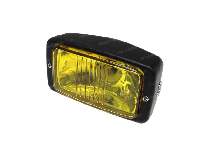 Headlight square 142mm black GUIA with yellow glass main