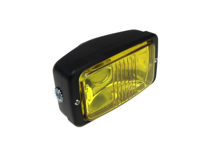 Koplamp vierkant 142mm zwart GUIA met geel glas