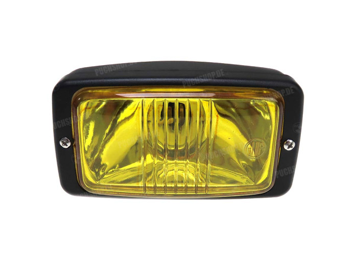 Headlight square 142mm black GUIA with yellow glass