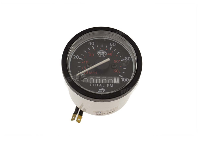 Speedometer kilometer 60mm 100 km/h Puch Z-One / Manet Korado black main