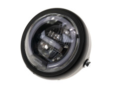 Headlight round 165mm with angel eye black LED 12V white light 