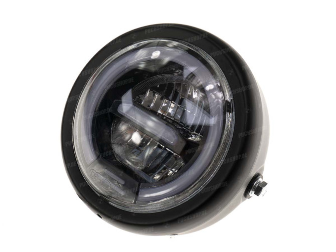 Headlight round 165mm with angel eye black LED 12V white light  main