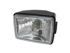 Headlight square 150mm black clear glass A-quality