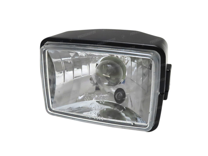 Headlight square 150mm black clear glass A-quality main