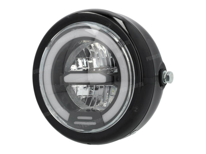 Koplamp rond 165mm angel eye LED 12V glans zwart