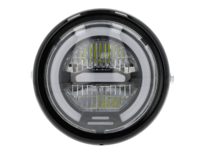 Koplamp rond 165mm angel eye LED 12V glans zwart