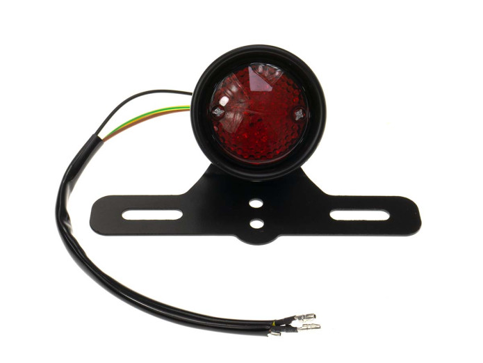 Achterlicht rond universeel met remlicht en kentekenhouder LED 12V