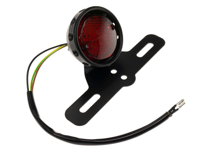 Achterlicht rond universeel met remlicht en kentekenhouder LED 12V