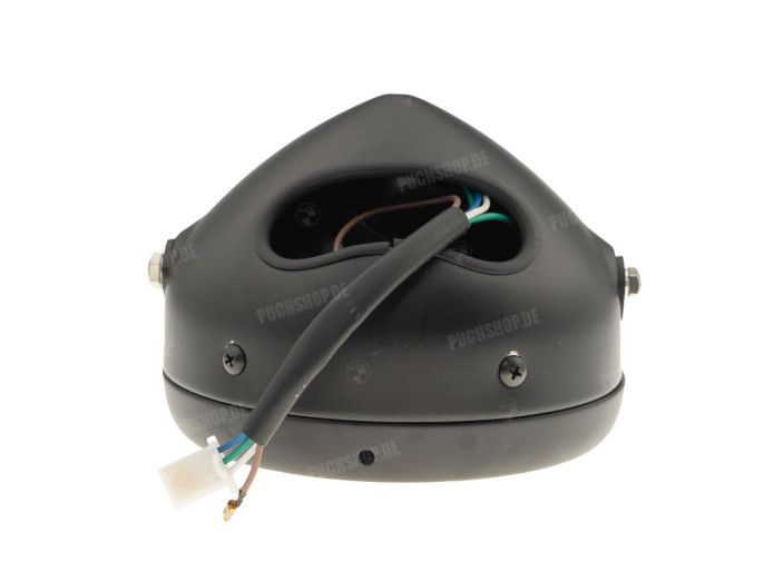 Headlight round 165mm halogen 12V 35W matt black yellow glass