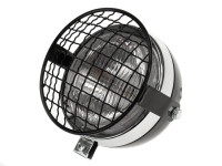 Headlight round 130mm Maxi black with chrome GUIA with grill
