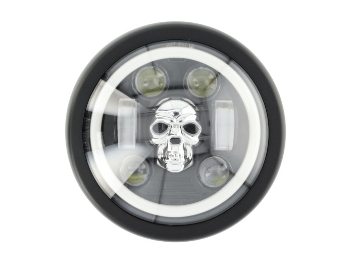 Headlight round 165mm Angel Eye "RGB Skull" LED 12V