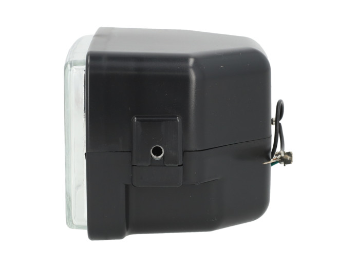 Headlight square 150mm black clear glass A-quality