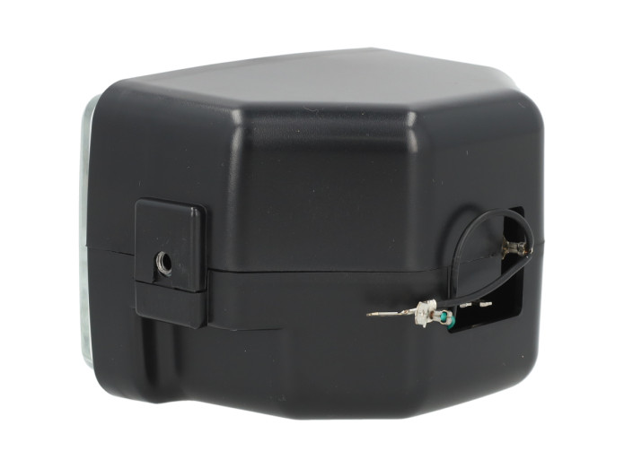 Headlight square 150mm black clear glass A-quality