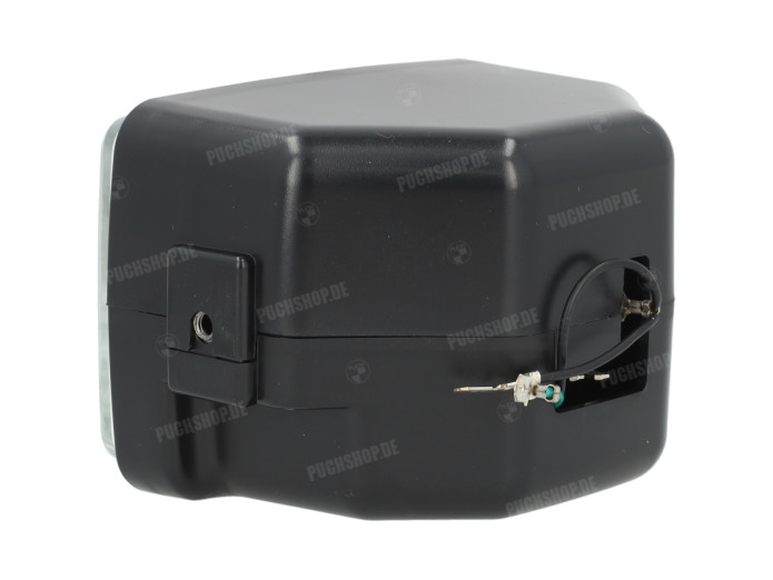 Headlight square 150mm black clear glass A-quality
