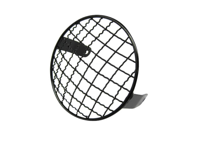 Headlight round 130mm Maxi black with chrome GUIA with grill