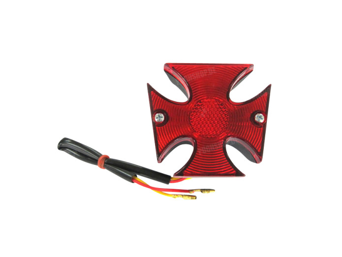 Taillight Puch universal Maltese cross with brake light black 
