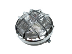 Headlight round 130mm cross with grill black with chrome (BA20D)
