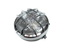 Koplamp rond 130mm cross met grill zwart met chroom (BA20D)