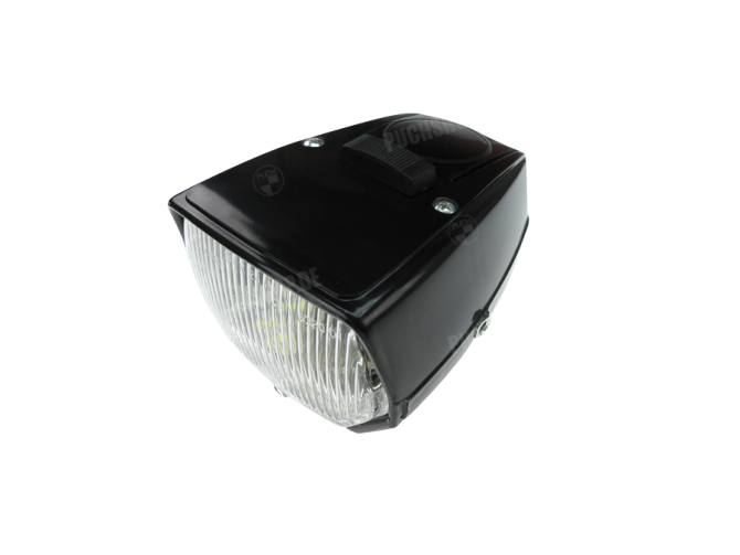 Koplamp vierkant 115mm zwart LED 6V met schakelaar main