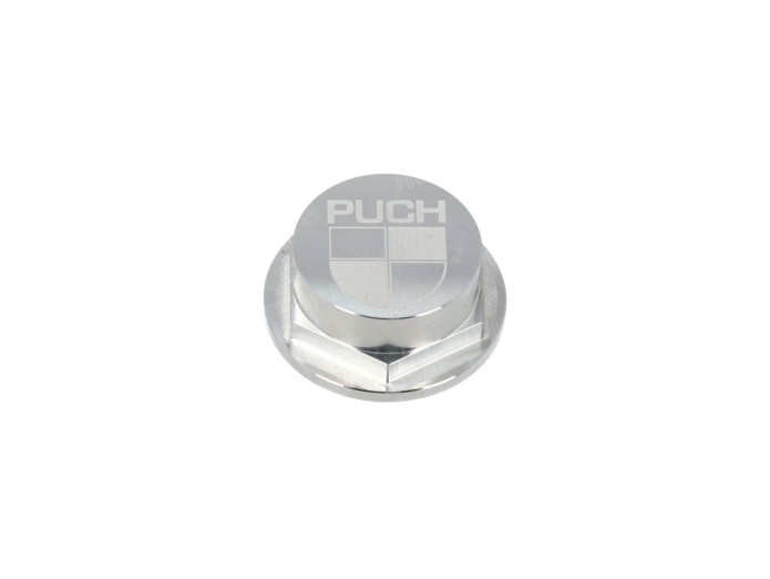 Headset tube locking nut 26mm Puch CLAW aluminium silver with logo