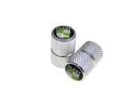 Ventieldoppen set Puch logo groen / wit aluminium 