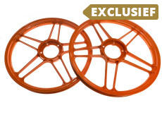 17 inch Grimeca stervelg 17x1.35 Puch Maxi gepoedercoat oranje KTM style set