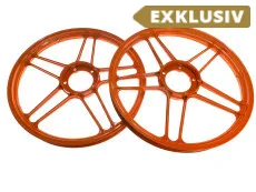 17 Zoll Grimeca Gussrad 17x1.35 Puch Maxi Pulverbeschichtet Orange KTM style Satz