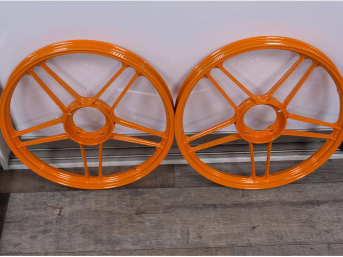 17 inch Grimeca 5 star wheel 17x1.35 Puch Maxi orange KTM style (set) product
