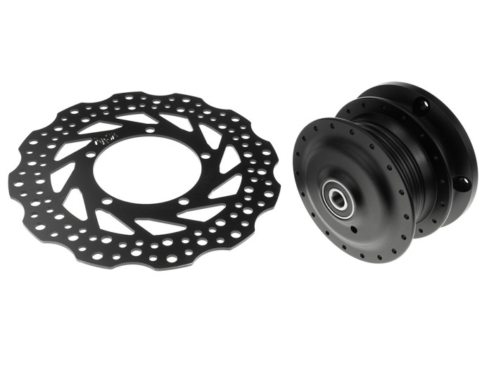 Remschijf Puch Maxi spaakwiel voorzijde Akoa zwart (230mm)