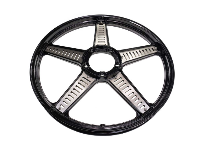 Wheel transformer set Grimeca 5 star wheel stainless steel striped model Puch Maxi 