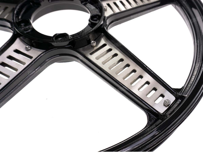 Wheel transformer set Grimeca 5 star wheel stainless steel striped model Puch Maxi 