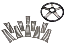 Wheel transformer set Grimeca 5 star wheel stainless steel striped model Puch Maxi 